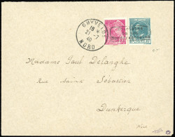 Obl. 416+ 291 -- 2 Valeurs Obl. Cachet DUNKERQUE S/lettre Frappée Du CàD De GHYVELDE Du 21 Juillet 1940 à Destination De - War Stamps