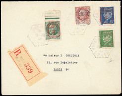 Obl. 4 + 5 + 9 + 10 -- MORNANT. 70c. Bleu + 80c. Vert + 1F.50 Brun-rouge + 2F. Vert Obl. S/lettre Recommandée Frappée Du - Liberation