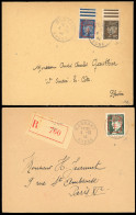 Obl. 4 + 6 - 14 -- MORNANT. Ensemble De 2 Lettres : 70c. Bleu Et 80c. Marron Obl. S/lettre Et 4F.50 Vert Obl. S/lettre R - Bevrijding