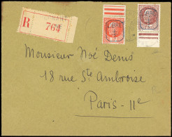 Obl. 9 + 12 -- MORNANT. 1F.50 Brun-rouge + 3F. Orange, Pétain, BdeF, S/lettre Recommandée Frappée Du CàD De MORNANT à De - Liberation