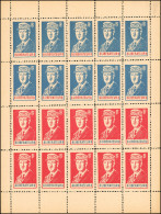 ** 5 + 6 -- LIBERATEUR "DE GAULLE". Feuille Entière De 20 Timbres Se Tenant. Référence Et Cote Mayer. SUP. - Liberation