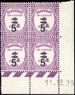 ** 65 --  5F. S/1F. Lilas. Bloc De 4. Coin De Feuille Daté Du 11.12.26. SUP. - Andere & Zonder Classificatie