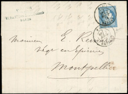 Obl. 23 -- 25c. Bleu De Colonies Générales Utilisé En France, Obl Sur Lettre Frappée Du CàD Du 7 Août 1876 De PARIS-DEPA - Andere & Zonder Classificatie