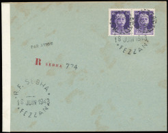 Obl. 18 -- Paire Du 0,50 S/0,50c. Violet, Obl. S/lettre Recommandée Frappée Du CàD De R.F. SEBHA - FEZZAN Du 18 Juin 194 - Other & Unclassified