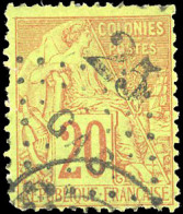 Obl. 3A -- 25 S/20c. Brique S/vert. Surcharge 56 Points. Léger CàD. Dentelure Irrégulière Normal Pour Ce Timbre Sinon Su - Autres & Non Classés