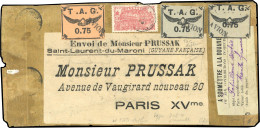 Obl. 3+ 4 + 4A -- Poste Aérienne. 75c. Noir S/saumon + 75c. Noir S/bleuté + 75c. Noir S/gris Obl. S/fragment De Lettre D - Andere & Zonder Classificatie