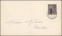 Obl. 6 -- 5 S/10c. Noir S/lilas, Obl. S/lettre Locale Frappée Du CàD De TAMATAVE - MADAGASCAR Du 2 Juillet 1891. SUP. - Other & Unclassified