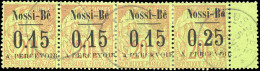 Obl. 16a -- Timbres-Taxe. 0.25 S/20c. Brique S/vert. Erreur De Valeur Tenant à 0.15 S/20c. Dans Une Bande De 4, Obl. Du  - Autres & Non Classés