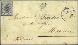 Obl. 1 -- 15c. Noir S/azuré Obl. Plume, S/lettre Frappée Du CàD De SAINT-DENIS Du 10 Avril 1854 à Destination De MAURICE - Other & Unclassified