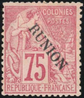 * 27b -- 75c. Rose. Surcharge ''RUNION''. Quelques Dents Courtes. TB. - Other & Unclassified