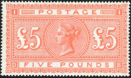 * SG#137 -- 1867-83. Watermark Anchor, White Paper. £5 Orange DB, Superb Unmounted Mint Just A Few Very Minor Gum Wrinkl - Andere & Zonder Classificatie