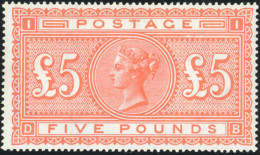 * SG#137 -- 1867-83. Watermark Anchor, White Paper. £5 Orange DB, Superb Unmounted Mint Just A Few Very Minor Gum Wrinkl - Other & Unclassified