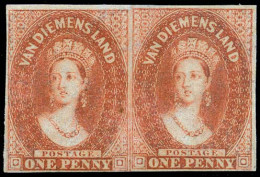 Obl. SG#19 -- 1d. Pale Brick-red. Pair. Light Cancelled. SUP. RR. - Other & Unclassified