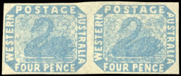 (*) SG#3 -- 4p. Pale Blue. Horizontal Pair With Shat ''A'' Variety. Position 143 Et 144. SUP. - Other & Unclassified