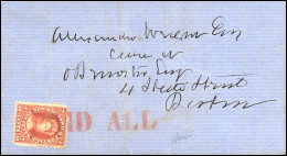 Obl. SG#17 -- 10c. Red, No Watermark, Perf. 12, Used On Cover With PAID ALL Obliteration. Certificate RPSL To 1962. SUP. - Andere & Zonder Classificatie