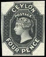 (*) SG#4 -- 4d. Dull Rose. Essay In Black. VF. - Ceylon (...-1947)