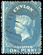 Obl. SG#19 -- 1d. Light Blue. Used. F. - Ceylon (...-1947)