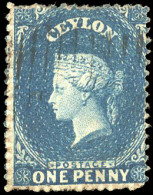 Obl. SG#44 -- 1d. Dull Blue. Used. F. - Ceylon (...-1947)