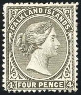 * SG#10x -- 4p. Grey-black. Wmk Sideways Reversed. VF. - Falkland Islands