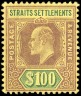 * SG#122 -- 100$. Purple And Green On Yellow. Fresh Lightly Mounted Mint. A Choice Example Of This Rarity. Signed A. DIE - Autres & Non Classés