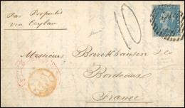 Obl. SG#8 -- 2d. Blue Used On A Hanwritten Letter From SAINT-PAUL On September 12th 1854 To BORDEAUX - FRANCE By PROPONL - Mauritius (...-1967)