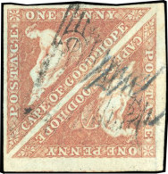 Obl. SG#1 -- Pair Of 1p. Pale Brick-red. Paper Deeply Blued. CGH Cancellation In Black. Large Margins. SUP. - Cape Of Good Hope (1853-1904)