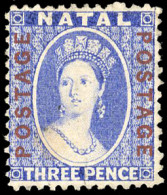 * SG#61 -- 3d. Bright Blue. VF. - Natal (1857-1909)