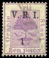 Obl. SG#102i -- 1d. On 1d.  Purple.''d'' Omitted. VF. - État Libre D'Orange (1868-1909)