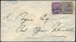 Obl. SG#4 + 5 -- 1a. Plum VAR Small "z" + 1a.6p. Sepia, Used On Letter From ZANZIBAR DEC 1895 To GIBRALTAR. VF. R. - Zanzibar (...-1963)