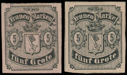 * 2 -- 5g. Noir S/rose. 2 Pièces. Type I Et Type II. TB - Bremen