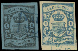 Obl. 6+ 12 -- 1g. Bleu + 1g. Bleu. Obl. Bleue Très Légère. SUP. - Oldenburg