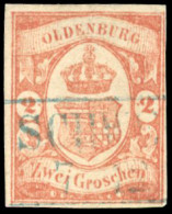 Obl. 7 -- 2g. Rose. Obl. Légère. TB. - Oldenburg