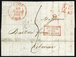 Obl. Précurseur. 2 Marques Postale En Port Dû De BALE Pour COLMAR De 1830 Et De 1833. TB. - Prephilately