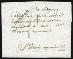 Obl. Précurseur. Marque Postale ''66 COLMAR'' S/lettre Pour STE-MARIE AUX MINES Du 9 Pluviose De L'an 5 (28.1.1797). Tax - [Voorlopers