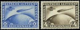 * 38/39 -- Poste Aérienne. 2m. Outremer + 4m. Sépia. 2 Valeurs Surchargées. SUP. - Airmail & Zeppelin