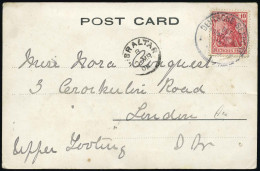 Obl. Carte Postale De 1908 Affranchie Avec Timbre Allemand N°84. Oblit. OST ASIATISCH LINIE Adressée à LONDRES. B. - Gibraltar