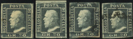 * 23 -- 20gr. Gris-ardoise. 4 Pièces Dont 2 Obl. Et 1 (*). B. - Sicily