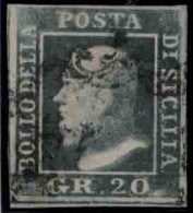 Obl. 23b -- 20g. Ardoise Foncé. 1 Marge Courte Sinon TB. - Sicilia