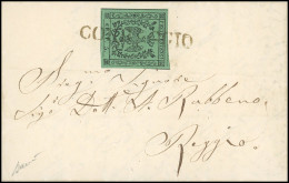 Obl. 1A -- 5c. Vert (point Après La Valeur), Grandes Marges, Obl. S/lettre Frappée De La Griffe Linéaire CORREGGIO à Des - Modena