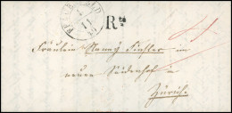 Obl. Zu#0 -- Lettre Recommandée Frappée Du CàD De FRAUENFELD  Du 1 Novembre 1849 à Destination De ZURICH - SUISSE. Arriv - Other & Unclassified