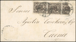 Obl. 4 -- Paire Du 10c. Brun + 1 Demi Obl. S/lettre Manuscrite De LA PAZ Du 16 Février 1868. Trace De Timbres Manquants  - Bolivia
