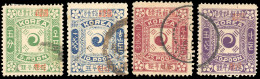 Obl. Sc#10 / 13 -- 4 Values. Red Overprint. F. - Corée (...-1945)