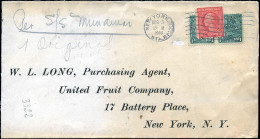 Obl. 166 -- Paire Du 1c. Vert Obl. S/lettre Locale Frappée Du CàD De NEW YORK Du 12 Août 1916 Avec Complément D'affranch - Otros & Sin Clasificación