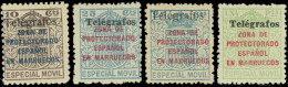 * 49+ 50 + 51 -- Timbres Télégraphe. 3 Valeurs. 10c. Type II, 25c. Type I Et II & 1p. Type I. TB. - Maroc Espagnol