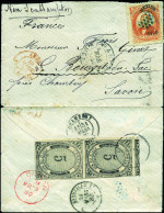 Obl. 63 -- 5c. Juarez Obl. ''FRANCO MEXICO De MARS 1880'' S/lettre Mixte Avec Paire Du 5c. De PORTE DE MAR à Destination - Mexiko