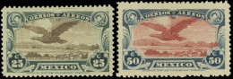 * 1+ 1a -- Poste Aérienne. 50c. Aigle Bleu Foncé Et Carmin + Bleu Et Rouge-brun. SUP. - Messico