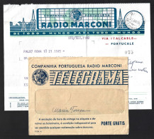 Telegrama Completo Da Rádio Marconi. Telegrama Enviado Da Suiça 1959. Complete Telegram From Radio Marconi. Telegram Sen - Brieven En Documenten