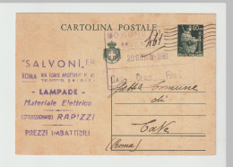 Vit.Em. III°  Intero Postale C.60 - Intero Postale C.60 - Luogotenenza Democratica, Senza Francobolli Aggiunti - Marcophilia