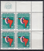 UNO NEW YORK 108, Postfrisch **, 4erBlock Mit Randzierfeld, Wirtschaftskommission Für Lateinamerika, 1961 - Ongebruikt