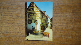 Delcampe - Riquewihr , Fontaine Et Maisons Alsaciennes "" Carte Animée Cheval à La Fontaine "" - Riquewihr